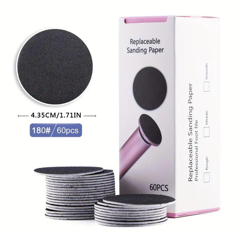 Replacement Sandpaper Sheets, 60pcs/box Round Refillable Foot File Sandpaper for Electric Callus Remover, Pedicure Tool for Home, Foot Rasp