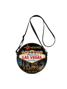 Lightweight Women's Crossbody Bag with 2D Printed Welcome Vegas Neon Sign Theme, Wearable as Crossbody, Single Shoulder, Double Shoulder or Handheld, Great for Summer Trips & Gifts for Family and Friends