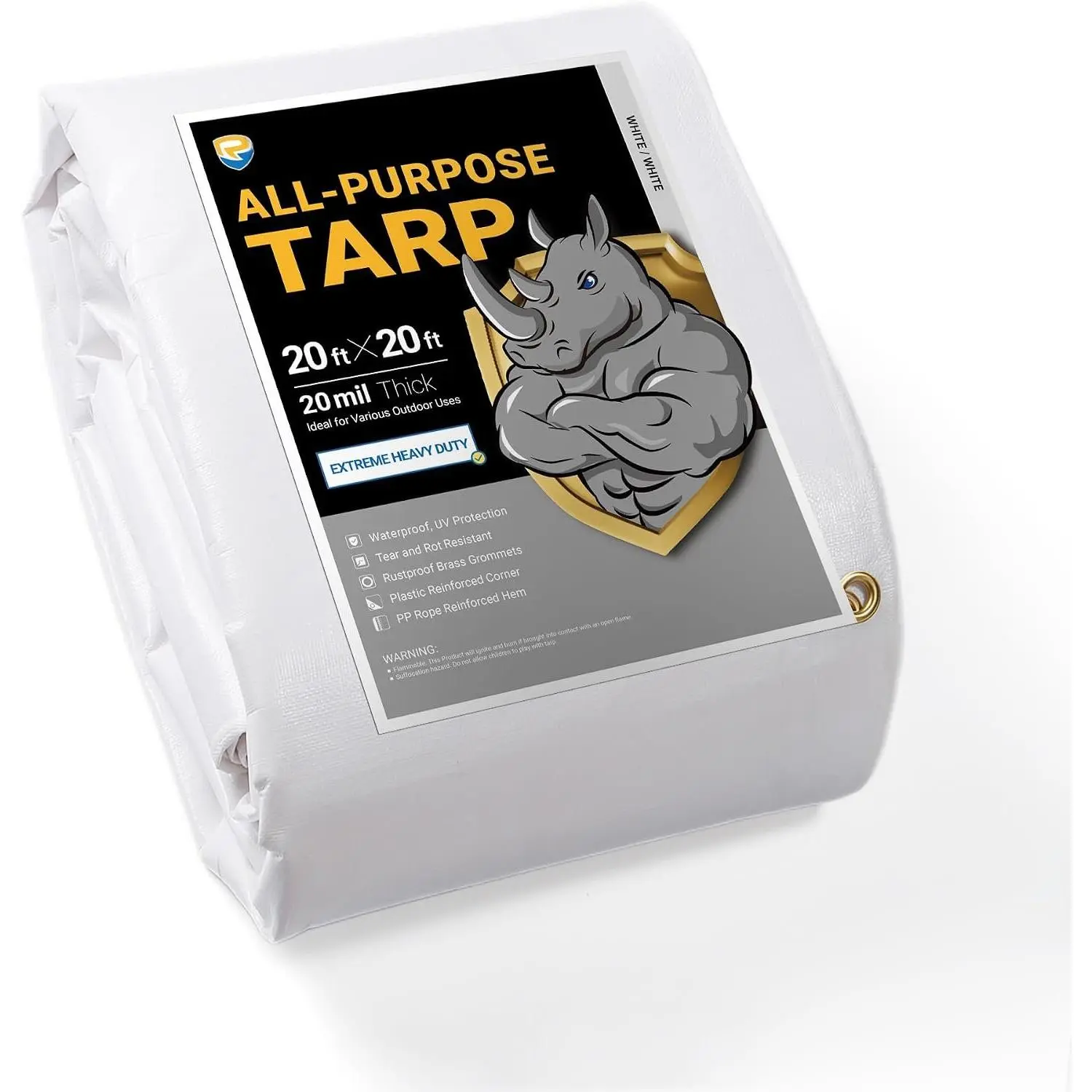 Heavy Duty White Poly Tarp 20x20  Cover  Tarps 20mil Thick UV and  Resistant Tarpaulin