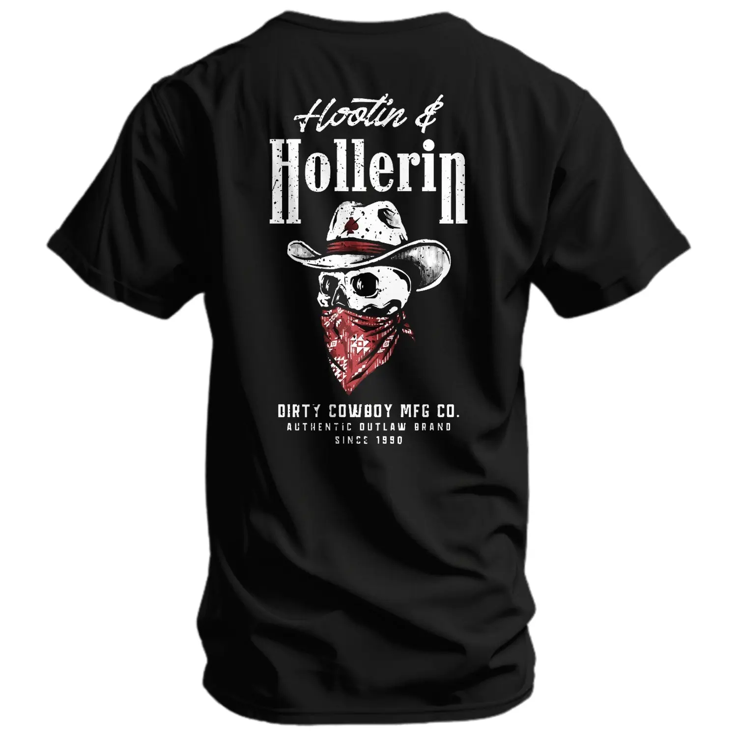Men's Soft Short-Sleeve Cotton Graphic Cowboy Skull T-Shirt - Athletic, Casual Round Neck Menswear Top, Hootin' And Hollern' Tee, Heavy Duty, Pre-Shrunk, Fitted Cut, Casual Streetwear Looks, All Seasons, 2XL, 3XL