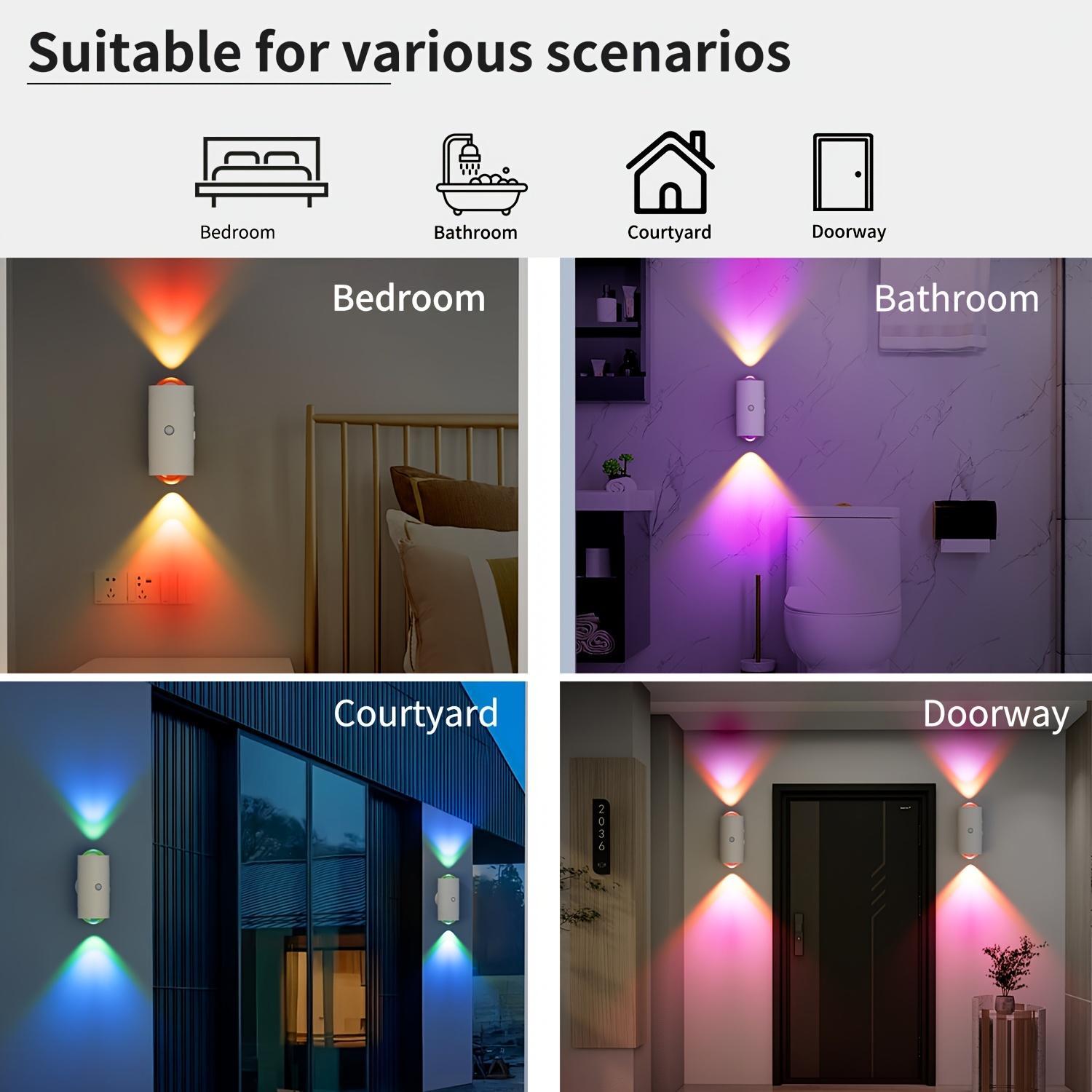 USB Rechargeable LED Night Light, RGB Color Changing Ambient Light with Motion-Sensor, Dimmable Indoor Light for Entryway, Bedside, Desk, Closet, Led Wall Light