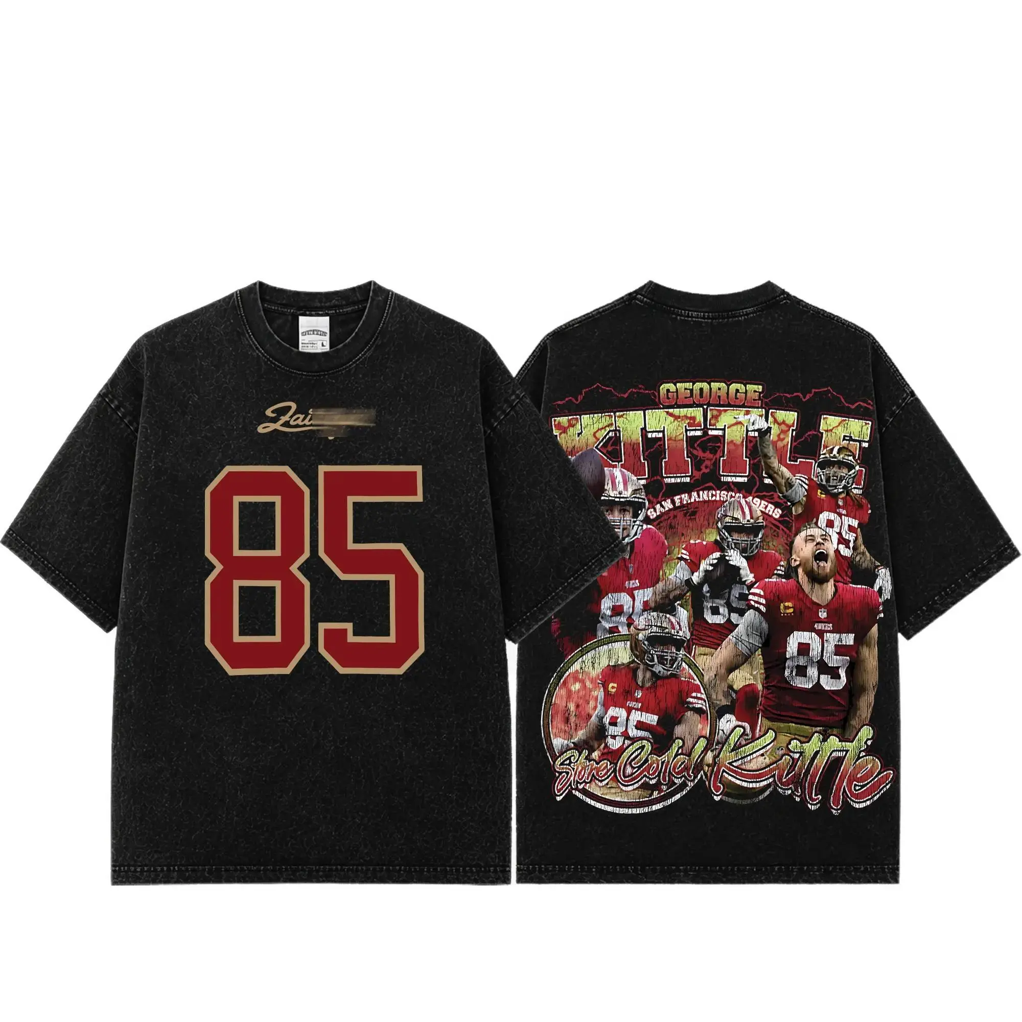 49ersFaithful Fit George Kittle # 85 Premium Acid Washed Cotton T-Shirt, Heavyweight Vintage Graphic Tee, Oversized Washed Football Shirt, Niner Gang Fan Apparel, Distressed Streetwear, Game Day Outfit, Unisex Football Graphic Tee, Gift for Football Fans
