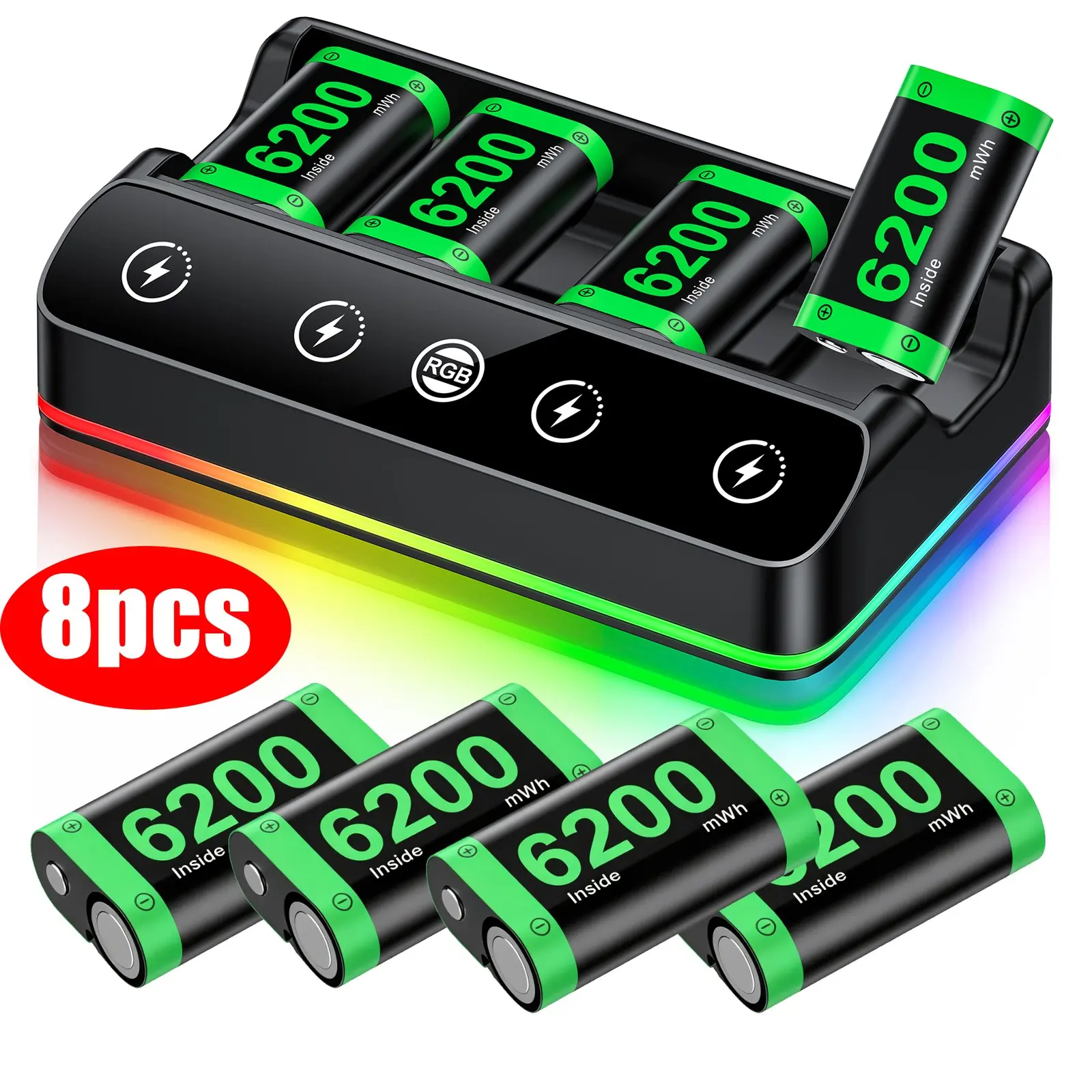 8pcs 6200mWh Rechargeable Controller Battery Pack for Xbox Series X|S/Xbox One, For Xbox One Controller Rechargeable Batteries Pack