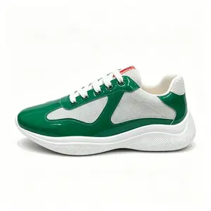 2026 latest model, green lacquer surface with gray mesh, breathable casual fashion sports men's shoes, birthday gift