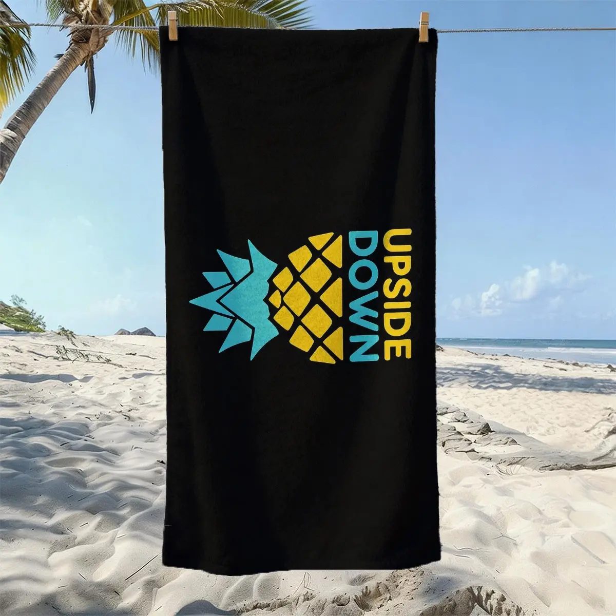 Ultra-Fine Fiber Beach Towel, Lightweight Quick-Dry Sand-Resistant, Pineapple Pattern, Ideal for Pool, Beach, Travel, Camping