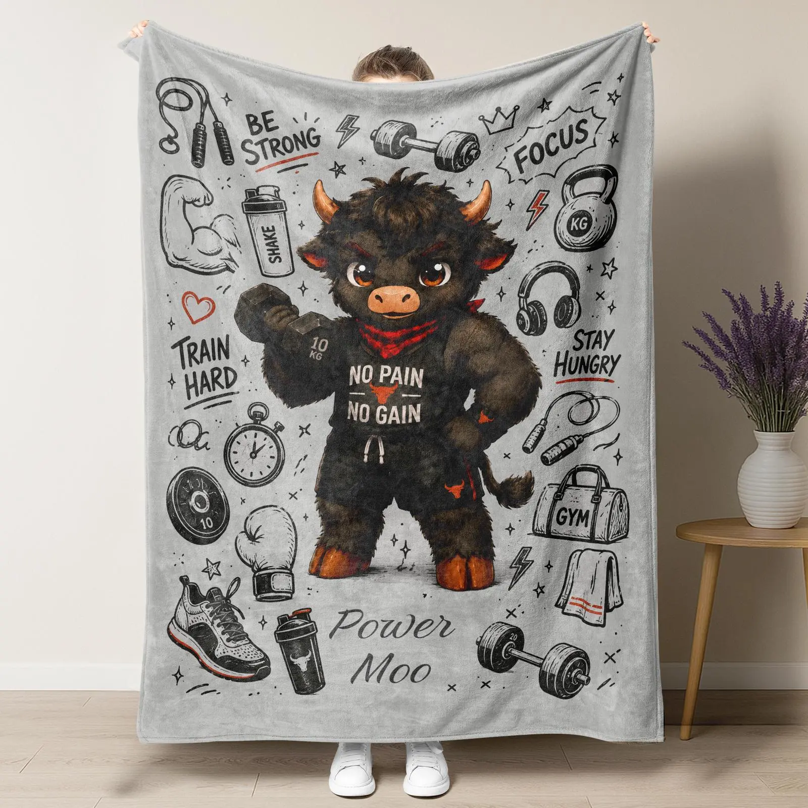Retro Punk Full Wrap Print Blanket, Premium Soft Fleece Pink Black Horror Skull & Clown Art Blanket Versatile For Sofa Nap Camping And Fan Collectible Present