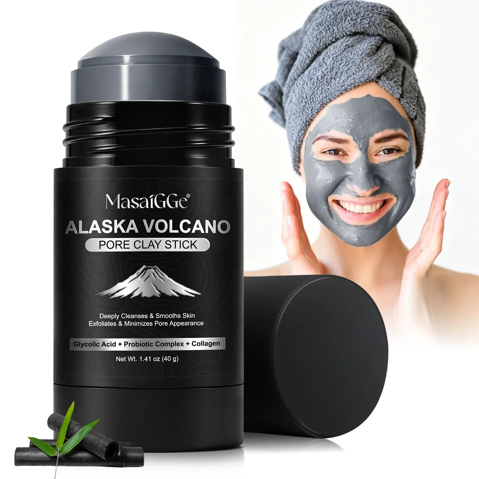 MasaiGGe Volcanic Clay Mask Stick Balm, Face Masks, Skin Care Mask, pore detox mask, deep cleansing clay mask stick, facial cleansing, absorbs oil and impurities from the face, revealing a fresh, clean and radiant complexion