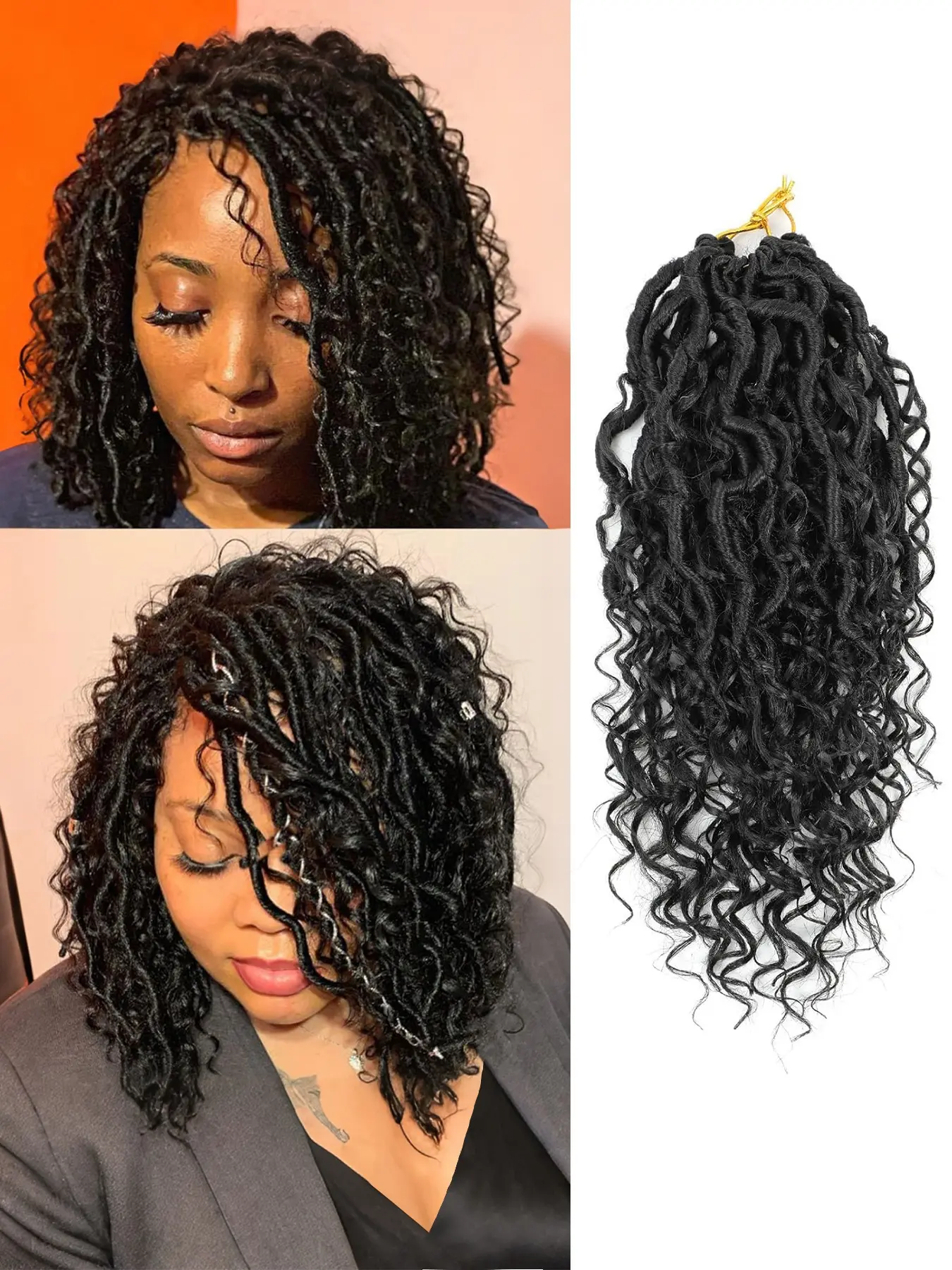 Goddess Locs Crochet Hair 10 inch Boho Faux Locs Crochet Hair for Women Soft Locs With Curly Ends Pre Looped Crochet Braids Synthetic Hair 10 inch Bohemian Braided Dreads Wig (pack of 3)