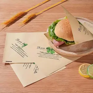 Sandwich Bags Measuring 5.91 X 5.91 inch, 100pcs of Hamburger Paper Bags, Oil-Resistant Kraft Paper Bags, Double-Opening Bags, Triangular Paper Bags, Suitable for Bakery Cookies, Snacks, And Sandwiches.