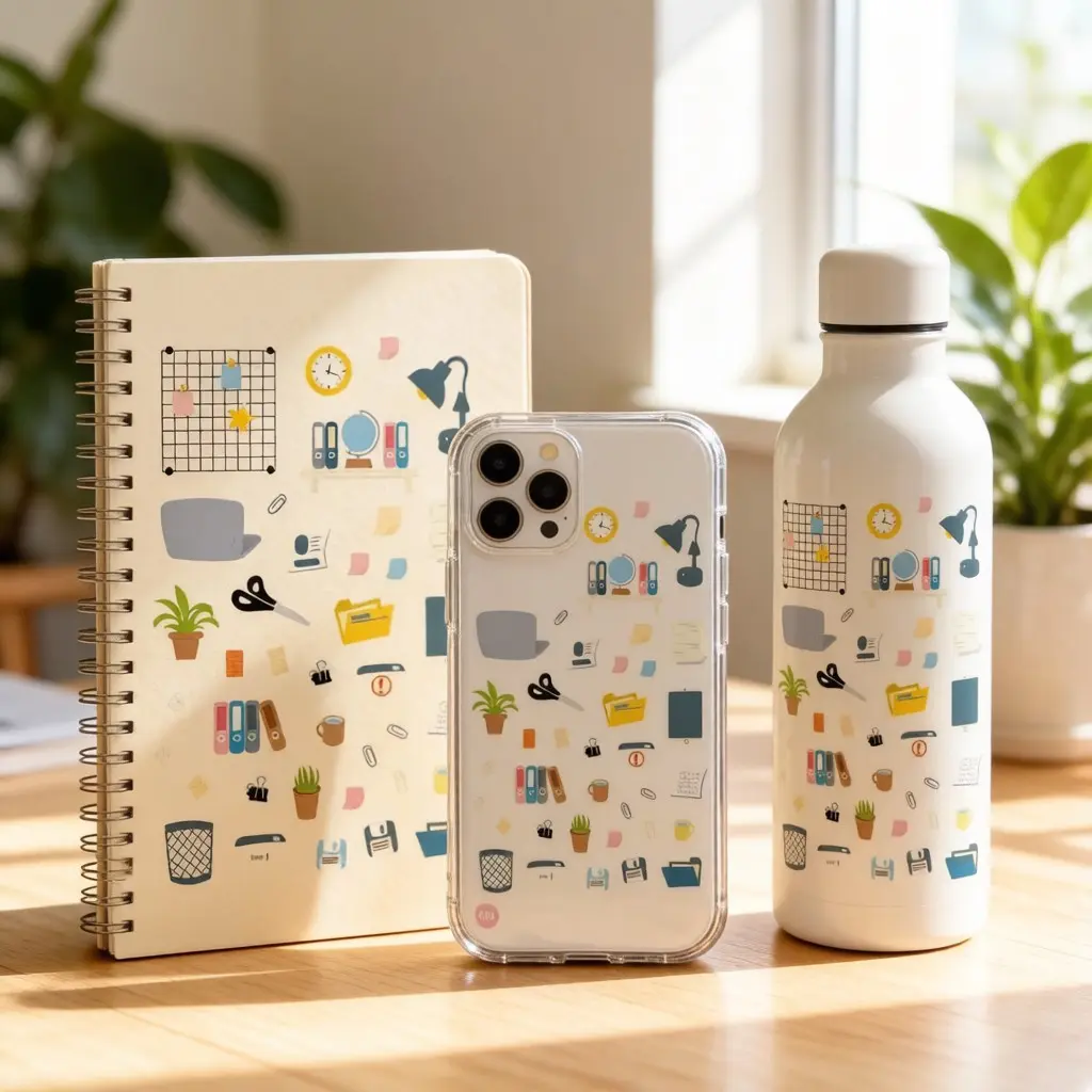 Cartoon Office Stickers, High-Quality Embossed Decals for Scrapbooks, Notebooks, Mobile Phones, and Phone Decorations