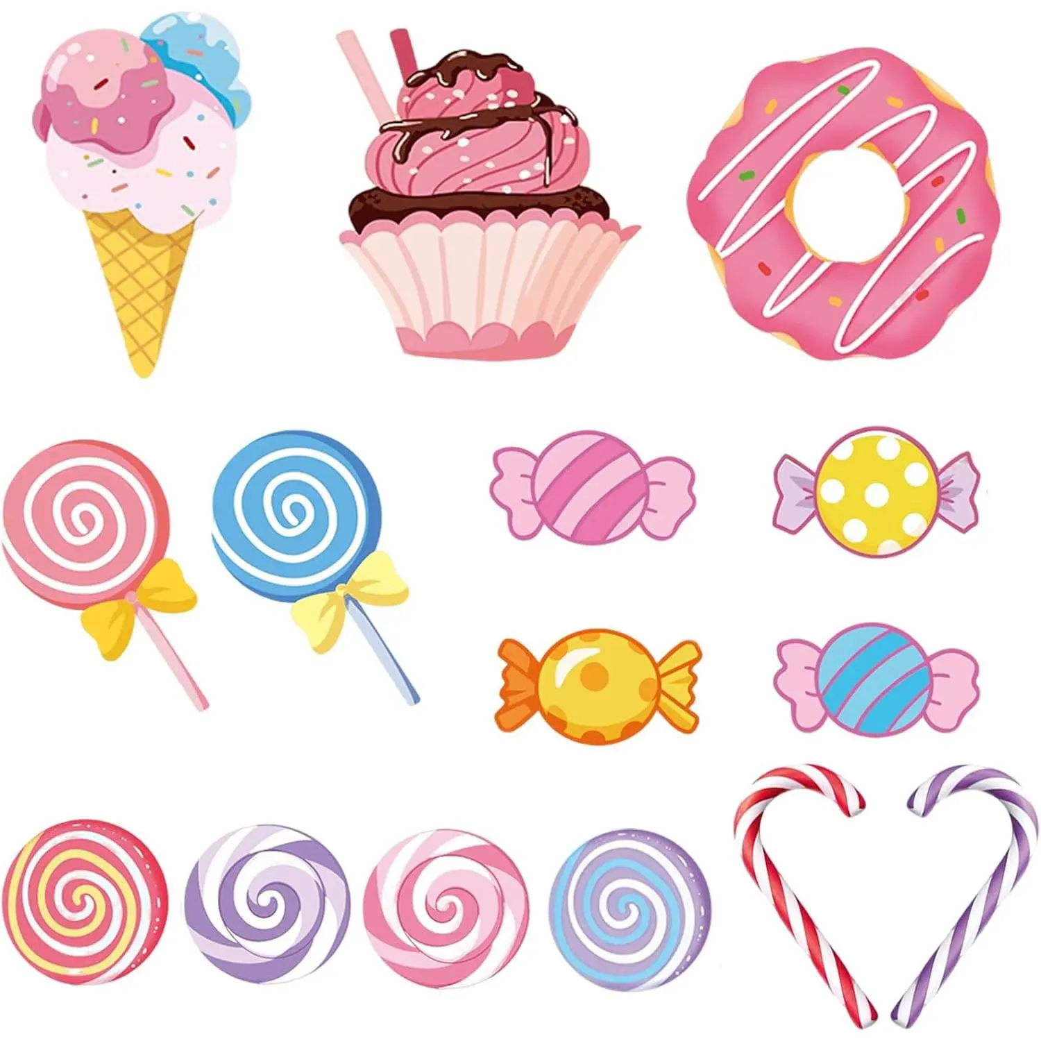 36 count Christmas Candy Bulletin Board Decorations, Large Candyland Paper Cutouts with Glue Point, Peppermint  Decor for Classroom  Wall  to School Party Supplies (Candyland)