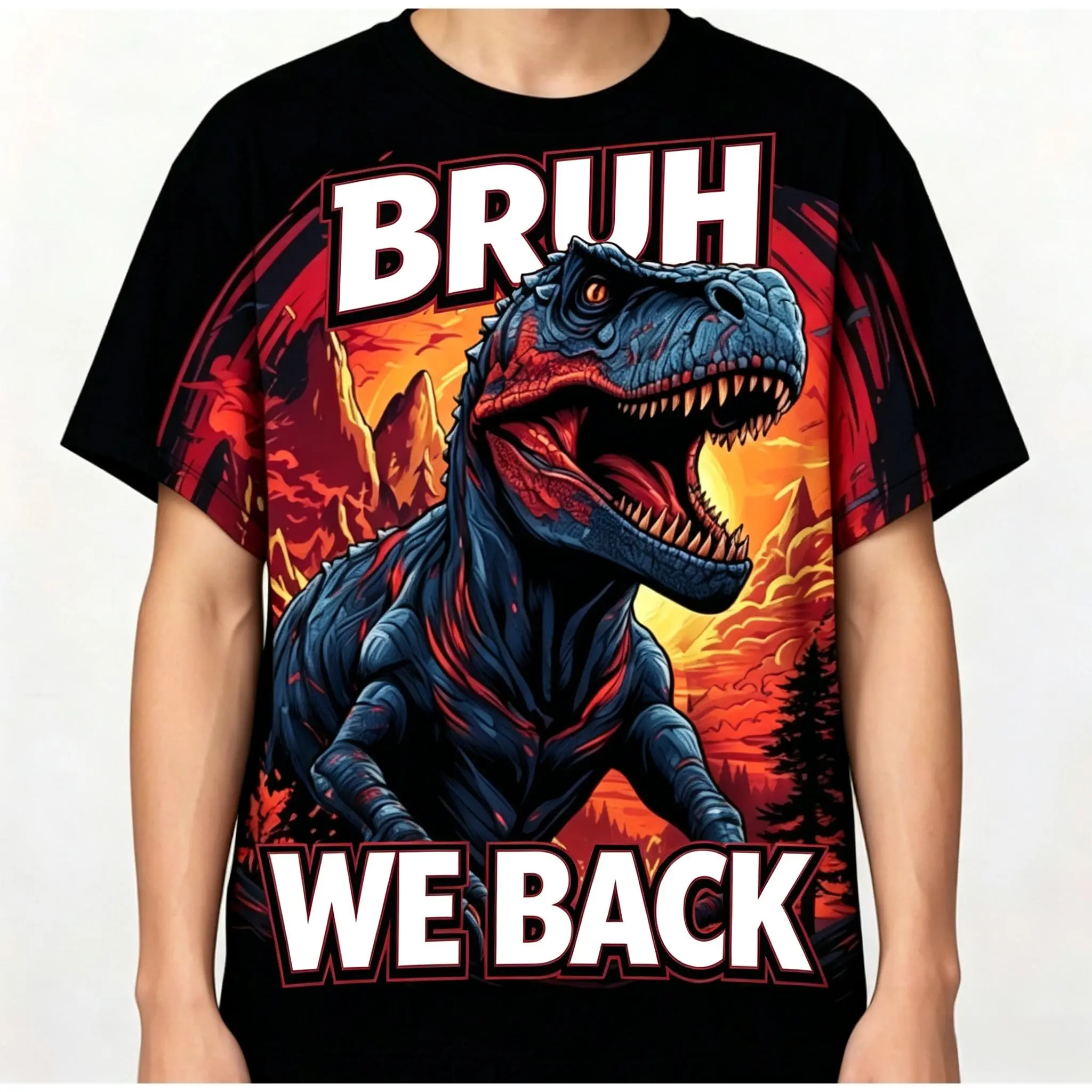 Unisex Dinosaur Print 2-Piece Outfit - Soft Breathable Fabric Shortsleeve T-Shirt & Leggings, Casual Vibe Daily Outdoor Wear, Cute Halloween Gift, Round Neck, Oversized