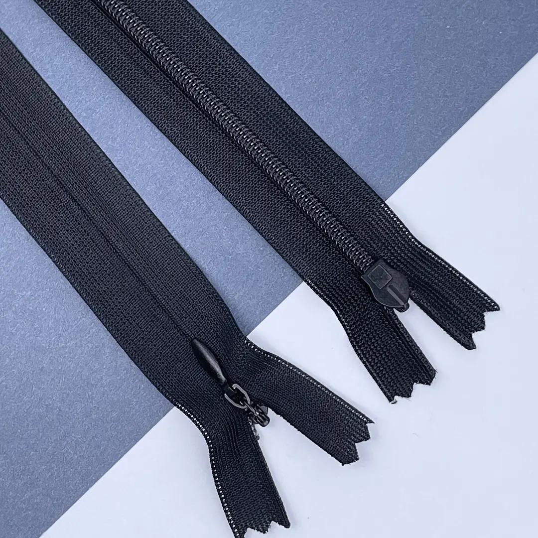 10pcs #3 Nylon Invisible Zippers (15/25/35/45/55/65cm) - 5 Black & 5 White - Smooth Invisible Zippers, Sewing Supplies for DIY Dresses, Bags & Handcrafts