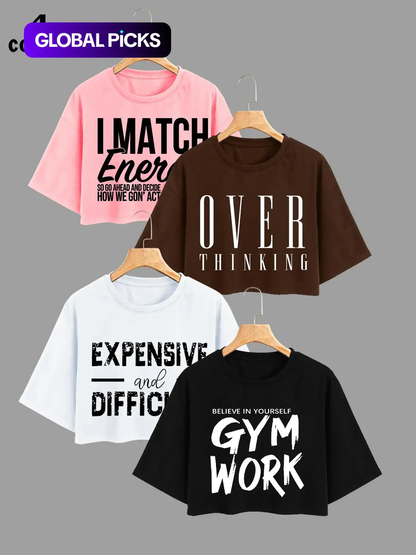 Women's Letter Print Round Neck Crop Tee, Casual Streetwear Drop-Shoulder Short Sleeve T-Shirt for Summer, Ladies' Clothes for Daily Wear, Cute Tops #GLOBAL PICKS