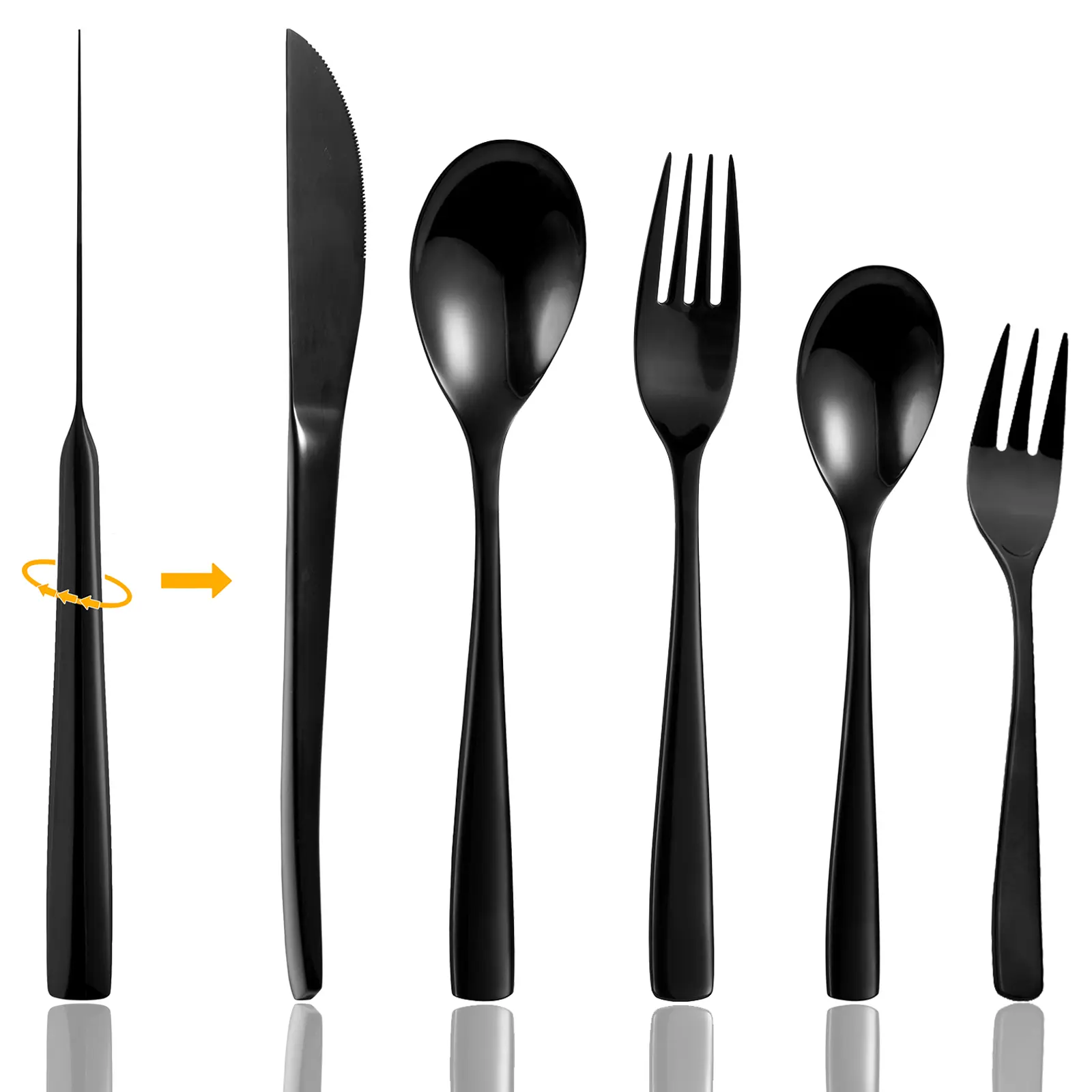 Locci Black Forged Stainless Steel Silverware Set - 20-Piece, Service for 4, Kitchen Tableware, Cutlery Tableware, Utensils, Spoons and Forks, Metal Utensils, Utensils Set, Spoons And Forks Set