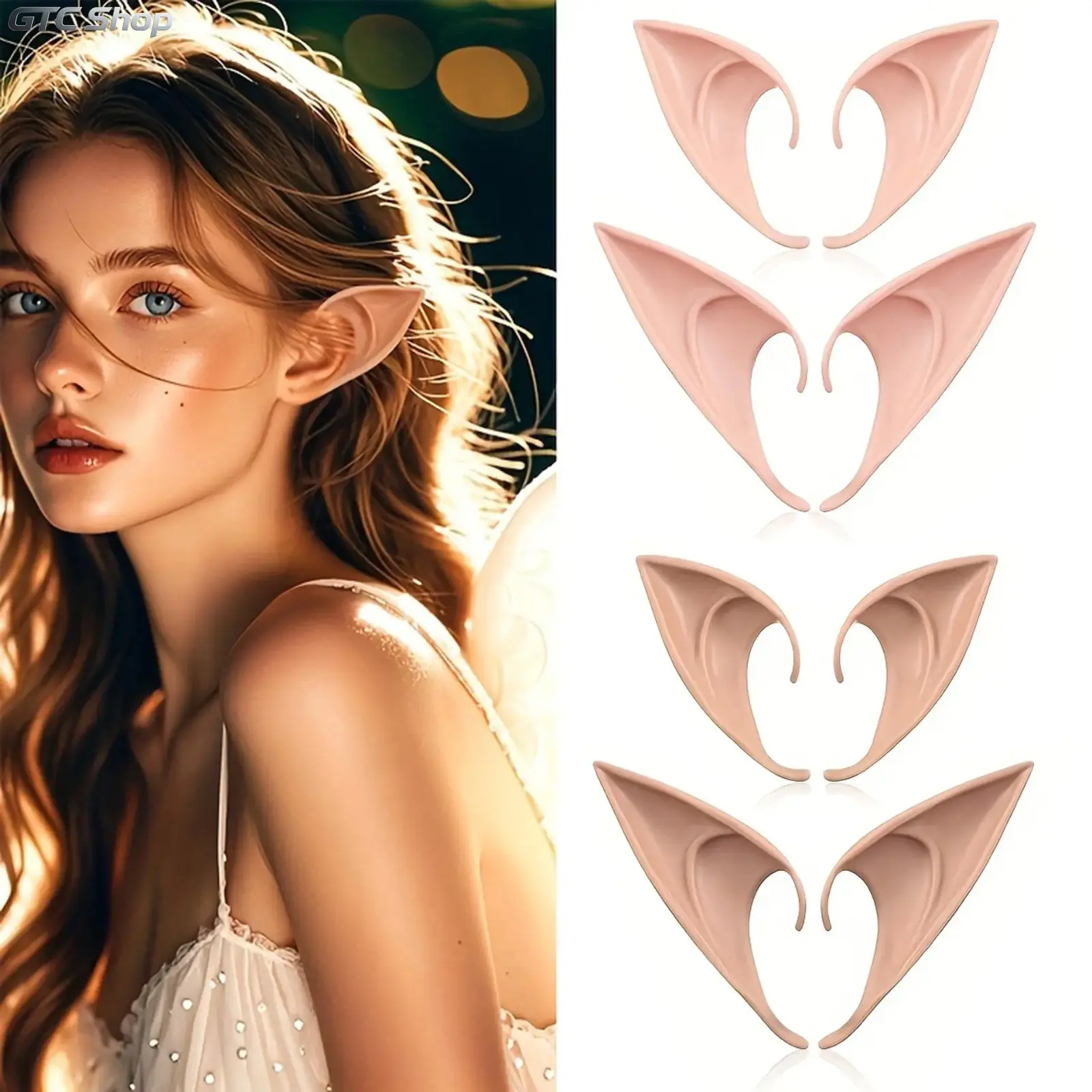 Realistic Pointed Elf Ears Cosplay Props For Halloween, Soft Reusable Latex Elf Ear Costume Accessories, Lightweight Comfortable Party Dress-Up Supplies For Fantasy Themed Gatherings, Holiday Cosplay Events, Themed Photoshoots & Renaissance Outfit Styling