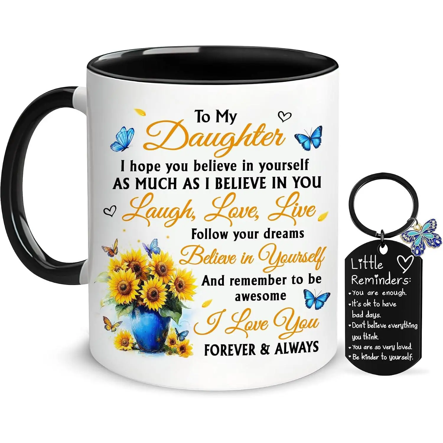 To My Daughter From Mom  Set – Mug &  Combo For Birthday, Mother's Day, or Christmas – Daughter Cups From Mom - Meaningful  of Love