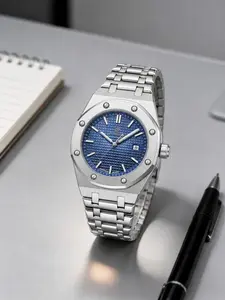 Men's Luminous Watch, 30m Waterproof Japanese Quartz Movement, Silver Color Stainless Steel Band, Business Style Gift for Men & Boys, Luminous Fashionable Watch, Analog Quartz Watch