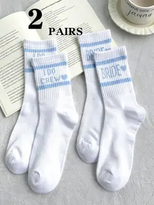2 Pairs Bride & I Do Crew Wedding Mid-Calf Socks, Perfect for Bridal Party, Comfortable and Stylish Footwear for Special Occasions