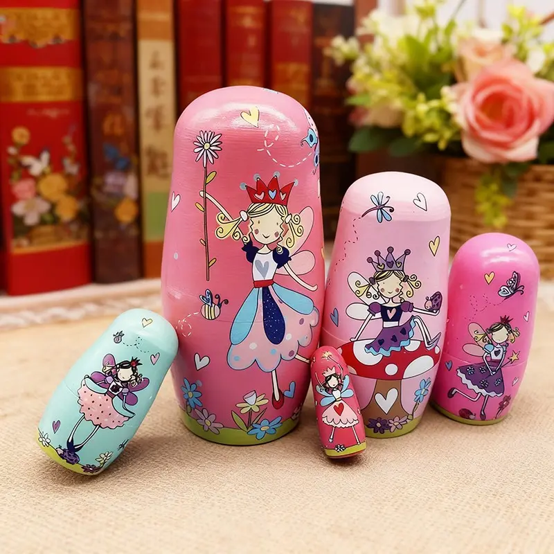 5pcs/set Floral Fairy Home Decor Set, Handmade Wooden Russian Nesting Dolls, Matryoshka Dolls,Stacking Dolls, Ideal for Home Decoration, Kids' Educational Toys, Gift Ideas
