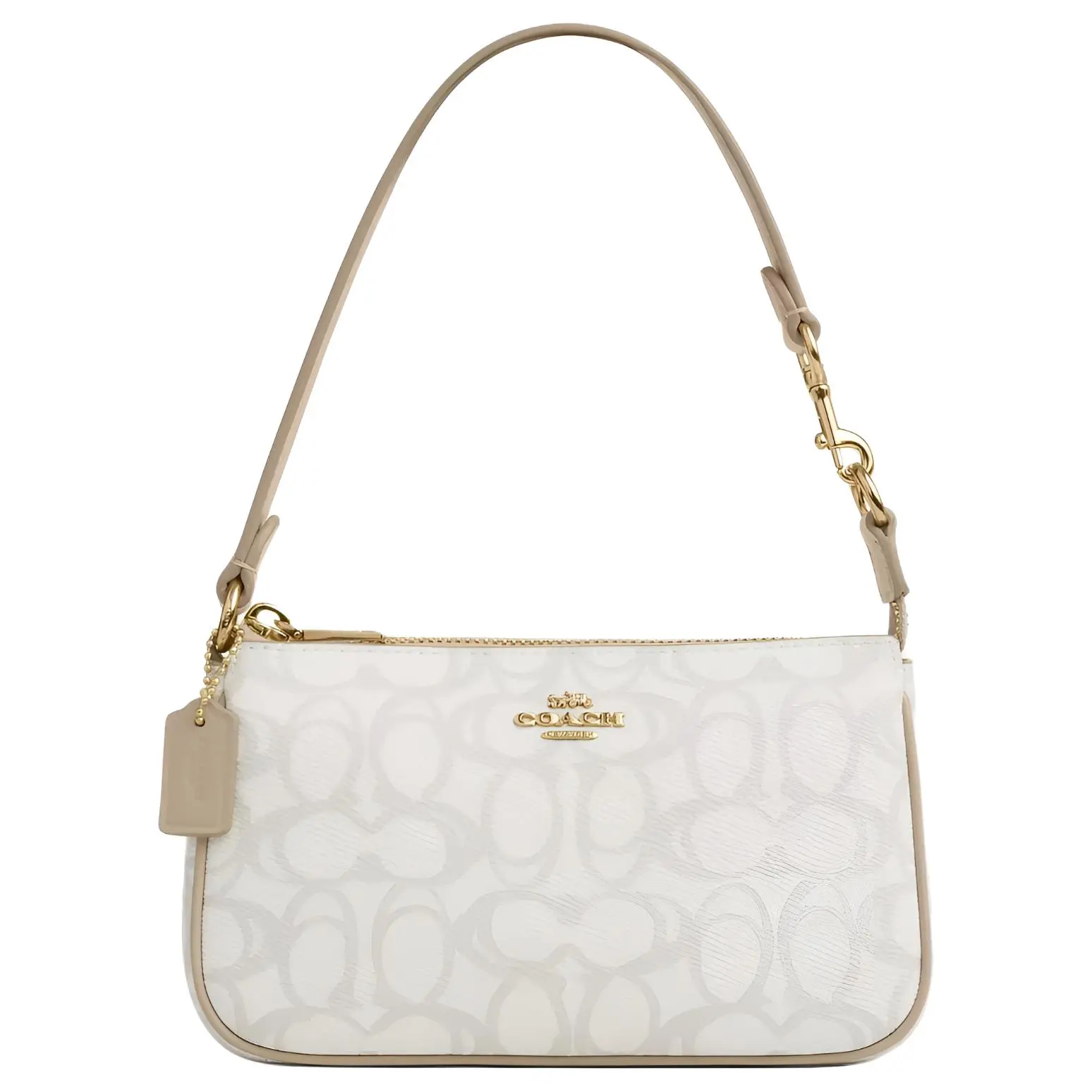 COACH Nolita 19-Inch Sketch Handbag for Women – Metallic Logo Coated Canvas Tote in Yellow and Ivory