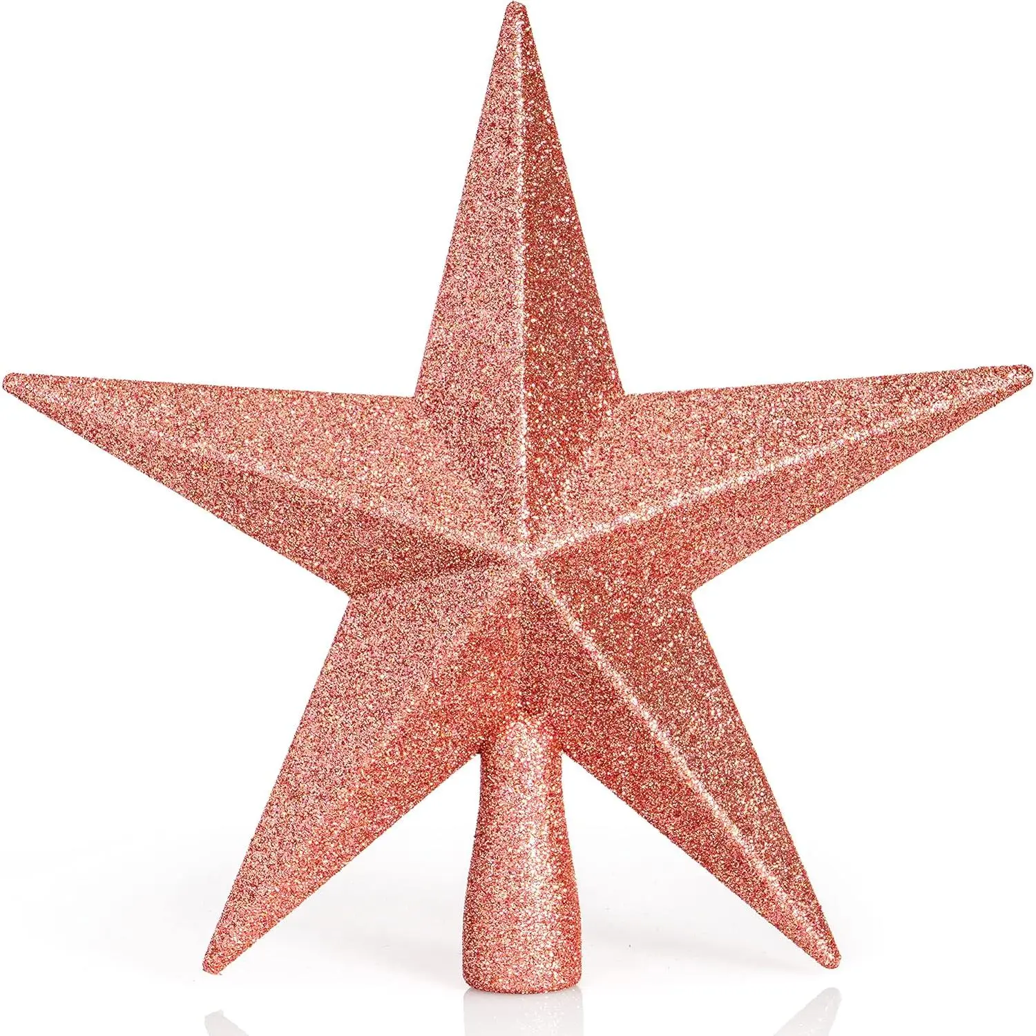 Glitter  Christmas Tree Topper 8" Rose  Xmas Holiday Decor Ornament