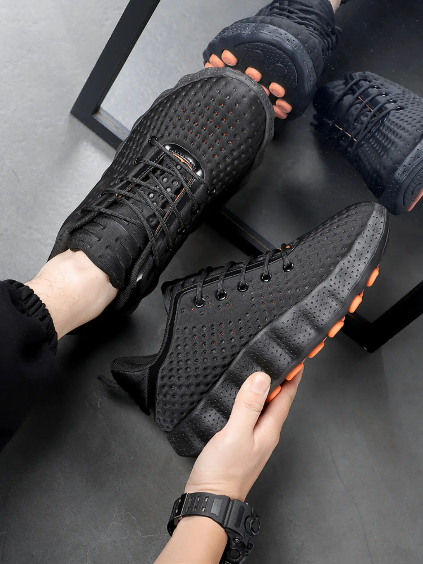 Men's Breathable Mesh Sporty Athletic Sneakers, Lightweight Eva Rubber Sole, Anti-Slip, Ideal for Walking, Jogging, Casual Wear, Athletic Training Sneaker