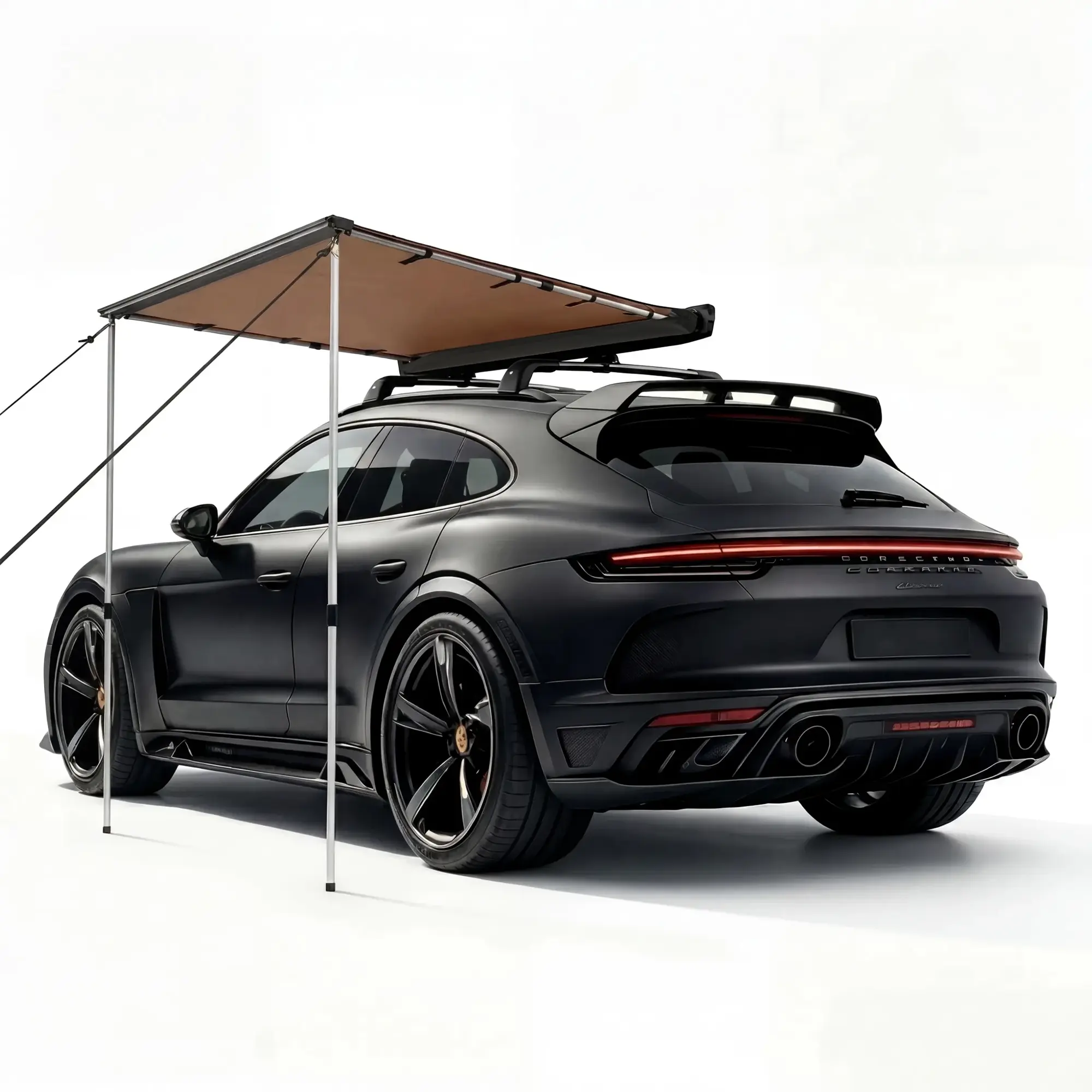 SUV & Truck Roof Rack Awning - Retractable Side Sun Shade, UV50+ 600D Oxford Waterproof Canopy, Adjustable Aluminum Poles, Outdoor Car Shelter with Storage Bag, 150x200cm, Gray