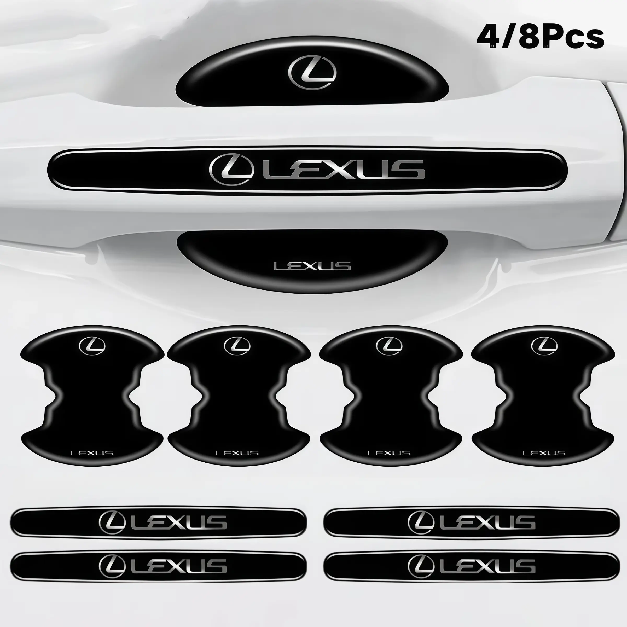 4/8pcs Car Door Handle Bowl Anti-Collision Protective Stickers, for Lexus Models, Auto Accessories, Car Decorative Stickers, Automotive Decals