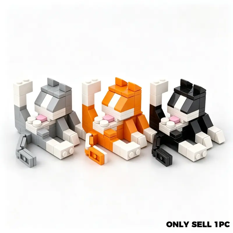 Animal Series 62Pcs MOC Bricks Cat Figires Building Block Figure DIY Building Blocks Kids Education Toys For Children Birthday Gift Interlocking Building Block