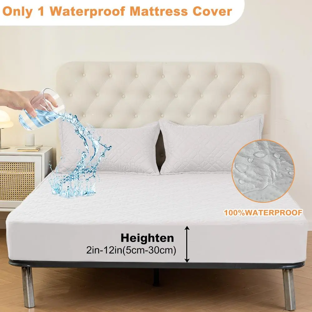 Lavishicover Queen Polyester Fiber Soft Touch Cover - 1-Count Deep Pocket Bedding Sheet Protector, 48*74 cm, Skin-Friendly, Cooling, Waterproof for Bedroom Restful Sleep & Hotel Use