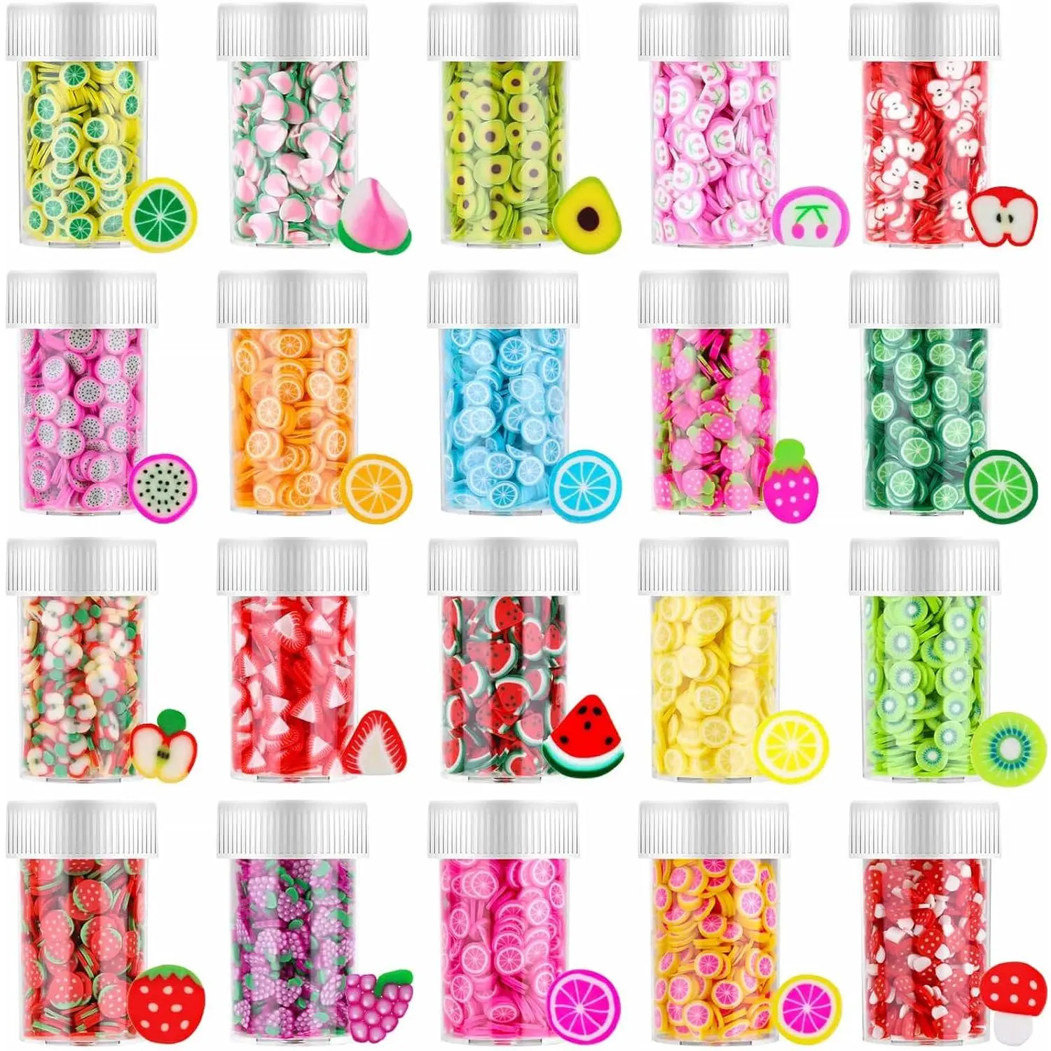 16000 Pcs Fruit Nail Art Slices, Acejoz 20 Styles Fruit Slime Charms Fimo Slices 3D Polymer Slices for Slime, Lip Gloss Making Supplies Resin and Nail Art Decorations springtok