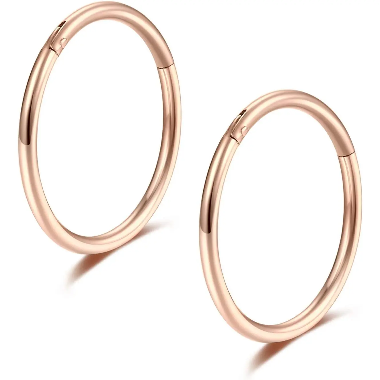 Rose Golden Hinged 20g 18g 16g Nose Rings Hoops 6mm 8mm 10mm 12mm 14mm 16mm Septum Ring Clicker Cartilage Helix Hoop Earrings Set