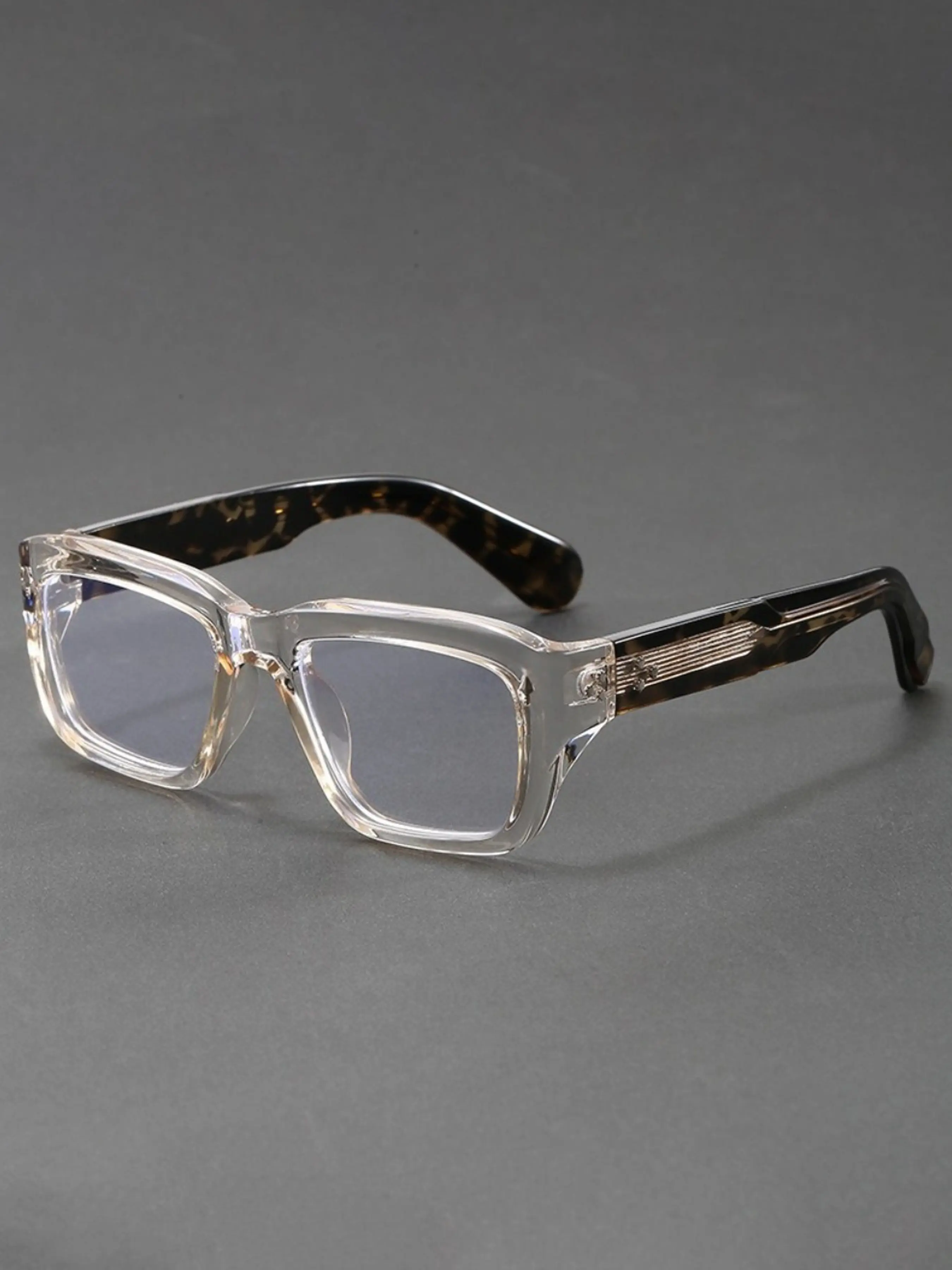 COJOS Shiny Thickened Square Frame Polycarbonate Glasses with Arrow Logo on The Frame and Rivets and Comes with A Glasses Upgrade Gift Box