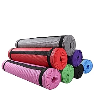 All Purpose 1/4-Inch High Density Anti-Tear Exercise Yoga Mat with Carrying Strap, Multiple Colors
