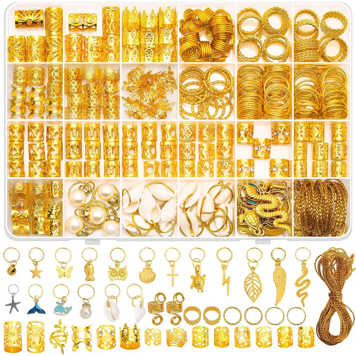 285 count  Hair  for Braids,  Dreadlock Hair Accessories with Pendants Charms, Loc  for Hair Dreadlocks Rings Cuff Clips Charms for Braid Decoration