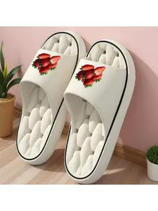 1 pair of new unisex slippers, attractive fresh strawberry design, indoor/outdoor slippers, holiday gift slippers, women's sandals, room slippers, birthday gift slippers, casual slippers, summer EVA slippers