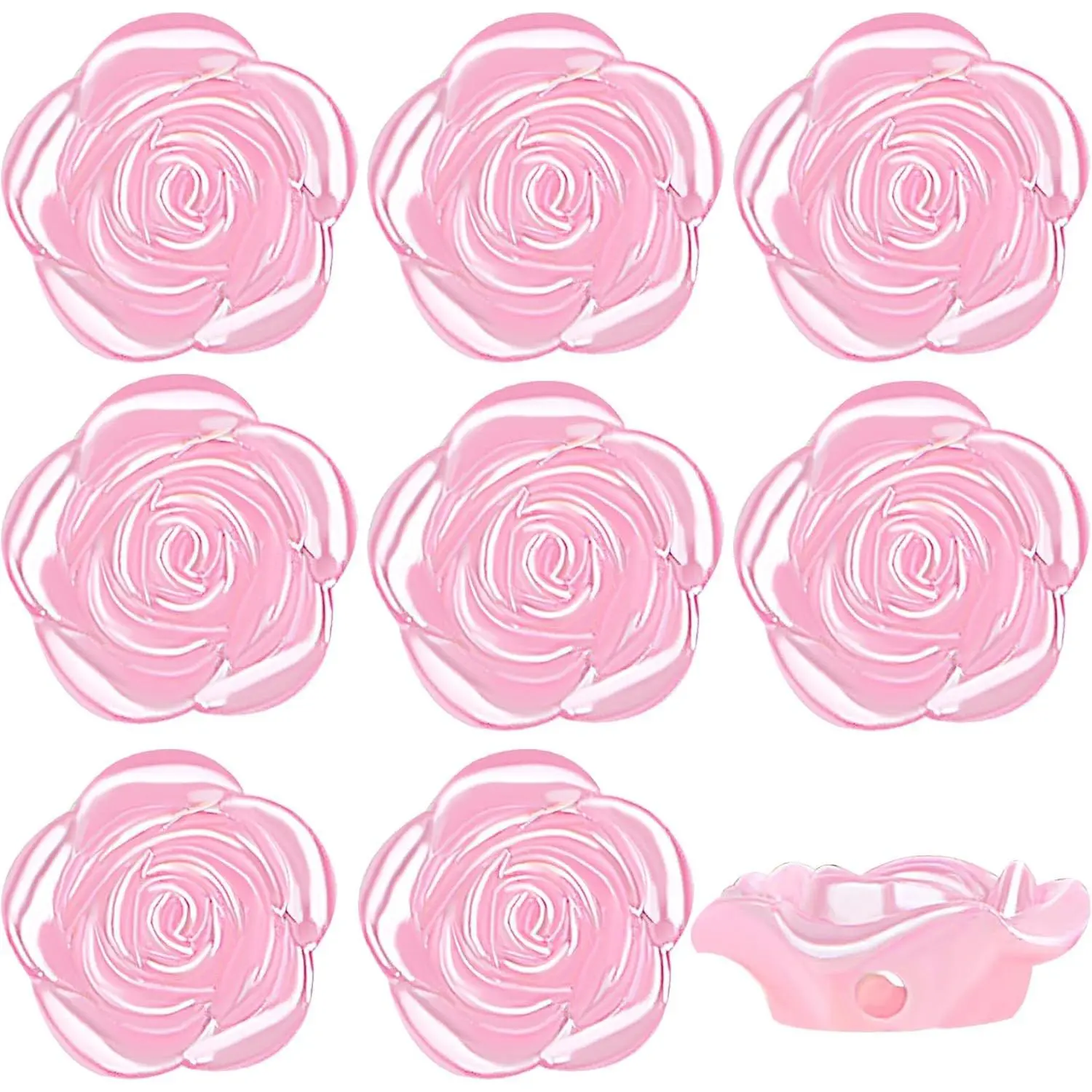 100pcs 15 mm ABS Plastic Rose Flower Beads Lovely Roseflower Shaped Spacer Beads Pink Roses Floral Loose Beads Bulk for DIY Necklace Bracelet Craft Projects Decor Supplies