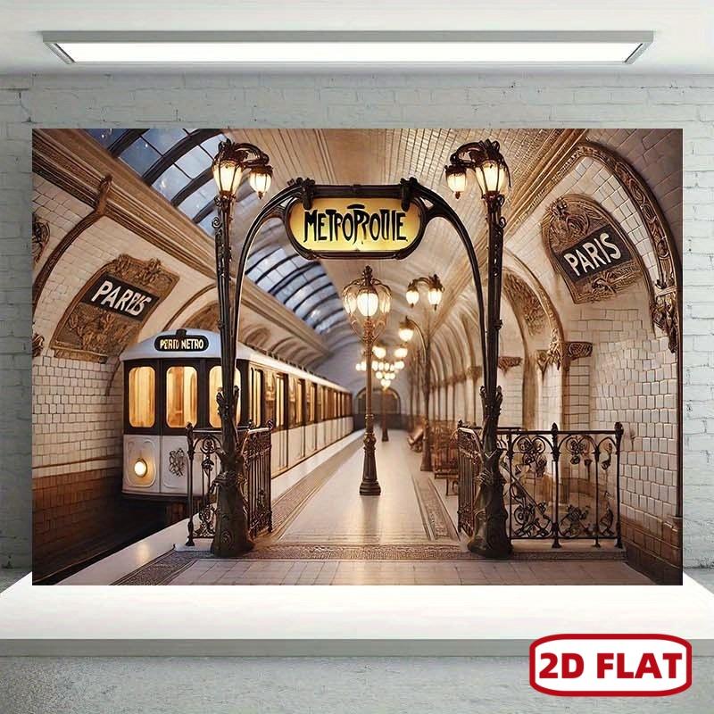 1pc Vintage Paris Metro Station, Background Banner, Background Multi-Functional Holiday Decorations, Rooms, Gardens, Photo Studio Props - Suitable for Home Decor, Party Decor And Photo Booths