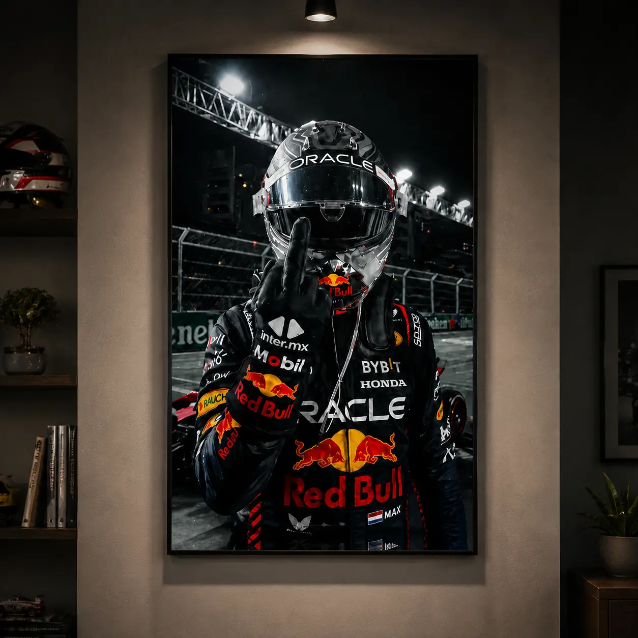 Max Verstappen F1 Racing Print, Formula 1 Motorsport Wall Art, Red Bull Racing Style Decor, Impasto Oil Style Automotive Artwork, Grand Prix Inspired Poster, Racing Wall Poster, Sports Fan Room Decor Gift