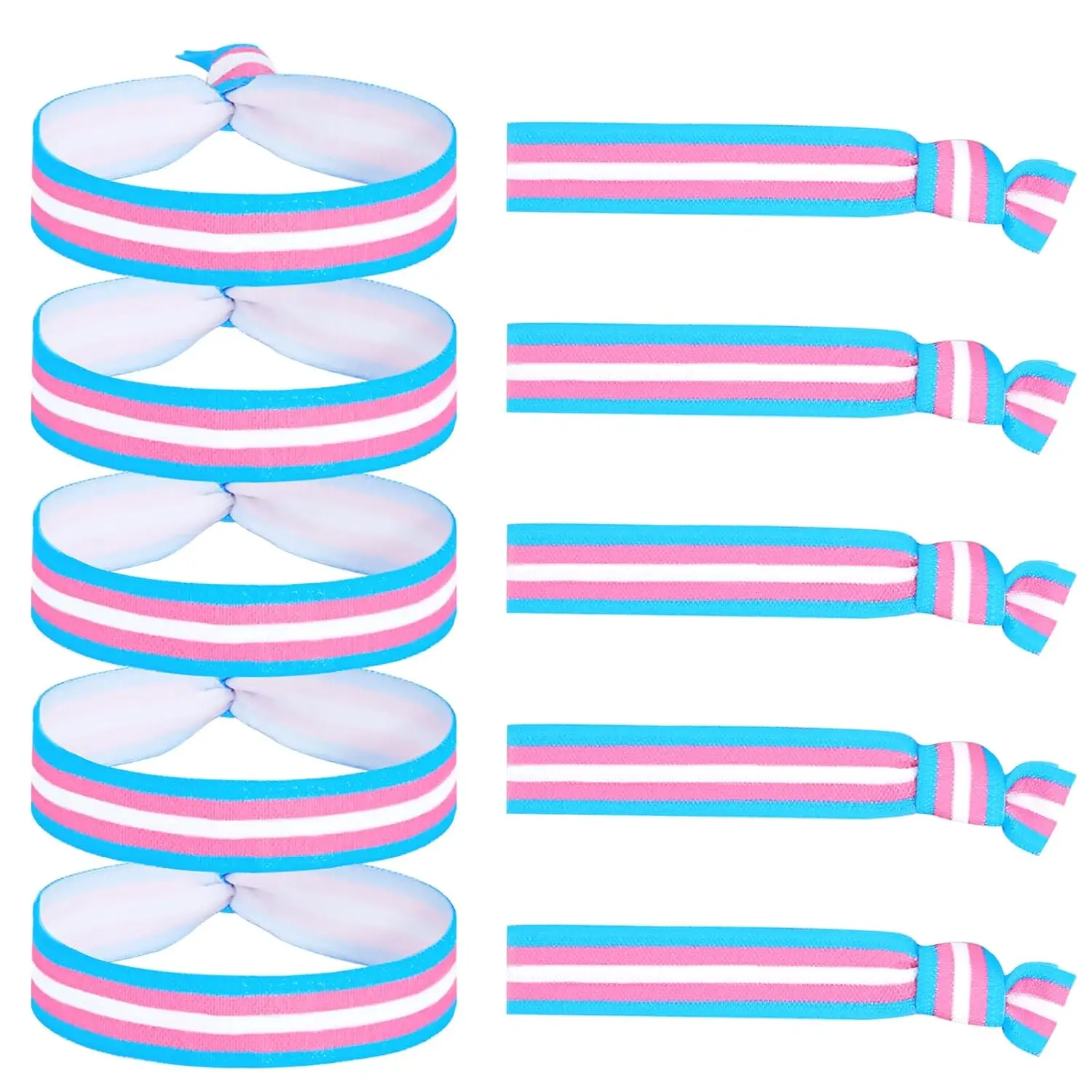 10-Count LGBT Rainbow Synthetic Fiber Bracelets for Women, Stretch Elastic Pride Hair Ties, LGBTQ Stacked Sets Wrist/Ankle Bands for Pride Month Party Accessories