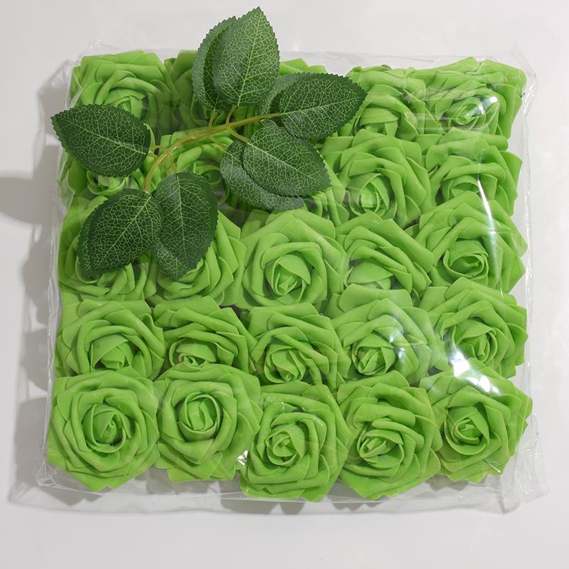 25pcs/Lot High-Grade White PE Rose Artificial Flower Head With Stem DIY Bouquet Wedding Party Decoration Scrapbook Supplies