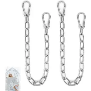 2 Pack 1/5 Inch Heavy Duty Chains, 30 Inch Swing Extension Chain with Carabiners, Adjustable 440LB Metal  Chain for Indoor Outdoor Porch Swing Hammock Chair Punching Bags Gym Machines