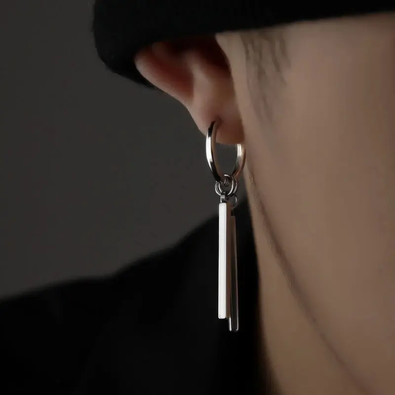 Fashion Personality Long Pendant Earrings Men Women's Earrings Square Stick Earrings Cool Statement Earring Pendientes