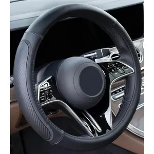 Magnelex Microfiber Leather Steering Wheel Cover – Black. Heat Resistant Anti-Slip Car Wheel Wrap - Compatible with Most Makes and Models of Cars and Trucks with 14.5 to 15 Inch Steering Wheels