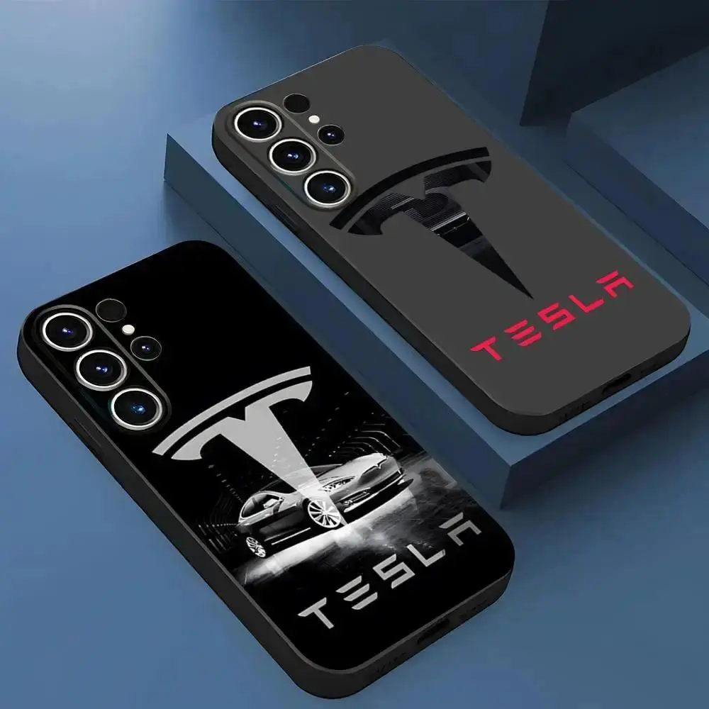 Fashion T-Teslaes Car Logo Phone Case for Samsung S26 S24 Ultra S25 S23 Fe S22 S21 Plus A16 A35 for Iphone 17 16 15 14 13 12 11 17Air Plus Pro Promax Back Cover