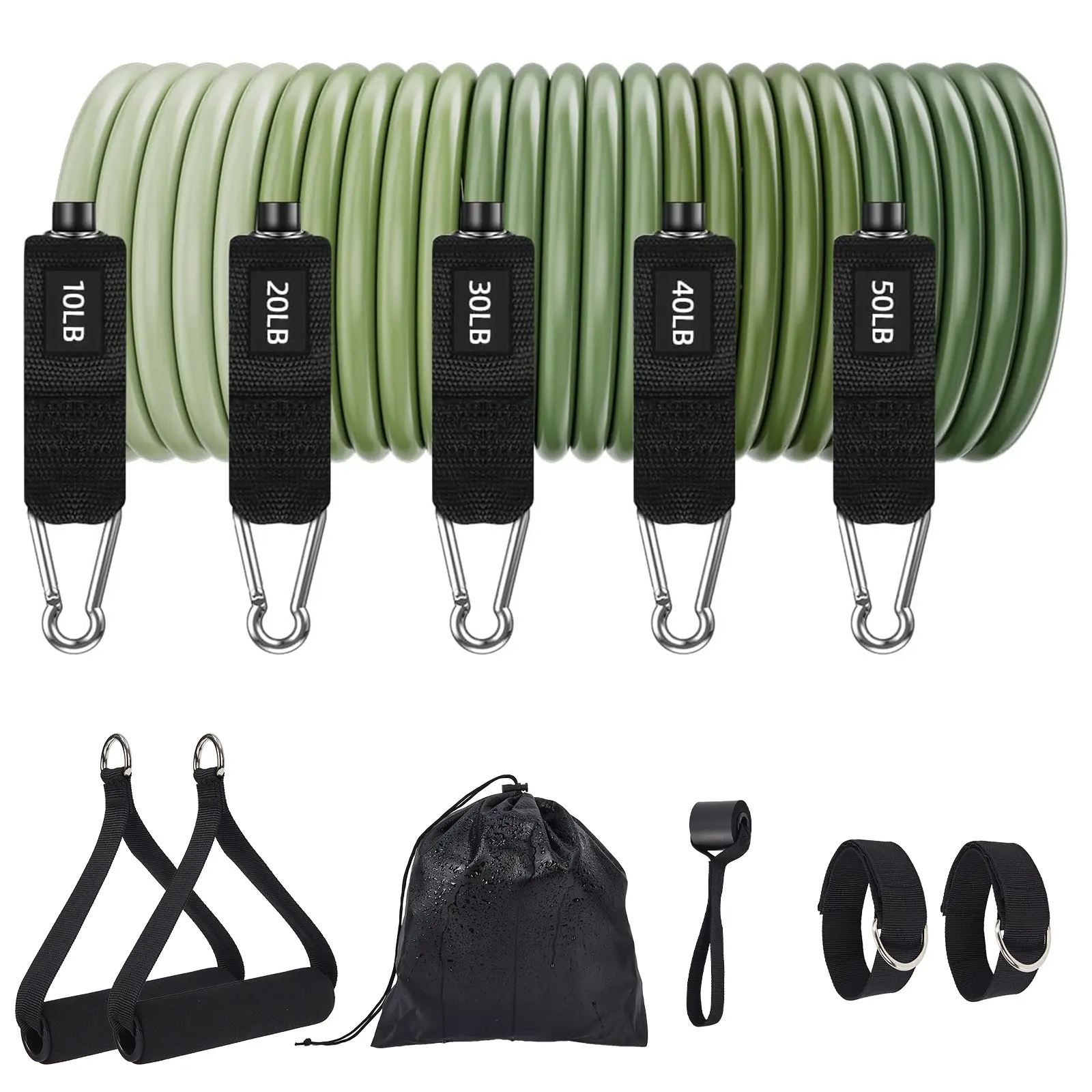 Adjustable Resistance Bands Set – 5PCS Durable TPE with Handles – 10-150 lbs / 10-200 lbs Strength Training – Versatile Fitness Equipment for Home Gym, Yoga, Pilates, Physical Therapy
