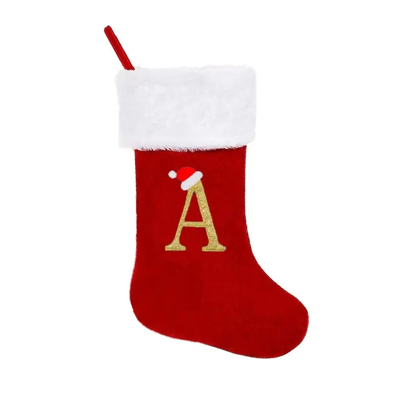 1 PCS Large Knitted Christmas Stocking, Personalized Embroidered Initial Letter, Cozy Holiday Style, Reusable Candy and Gift Bag with Hanging Loop, Christmas Tree Fireplace Mantel Decor for All Kids, Families and Friends Christmas Decorations