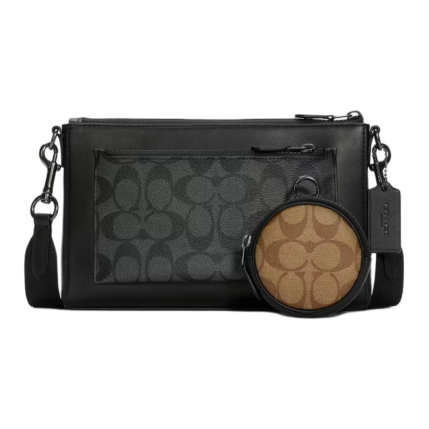 COACH Holden 25 Monogram-Print Leather-Trimmed Coated Canvas Crossbody Bag for Men – Brown and Black