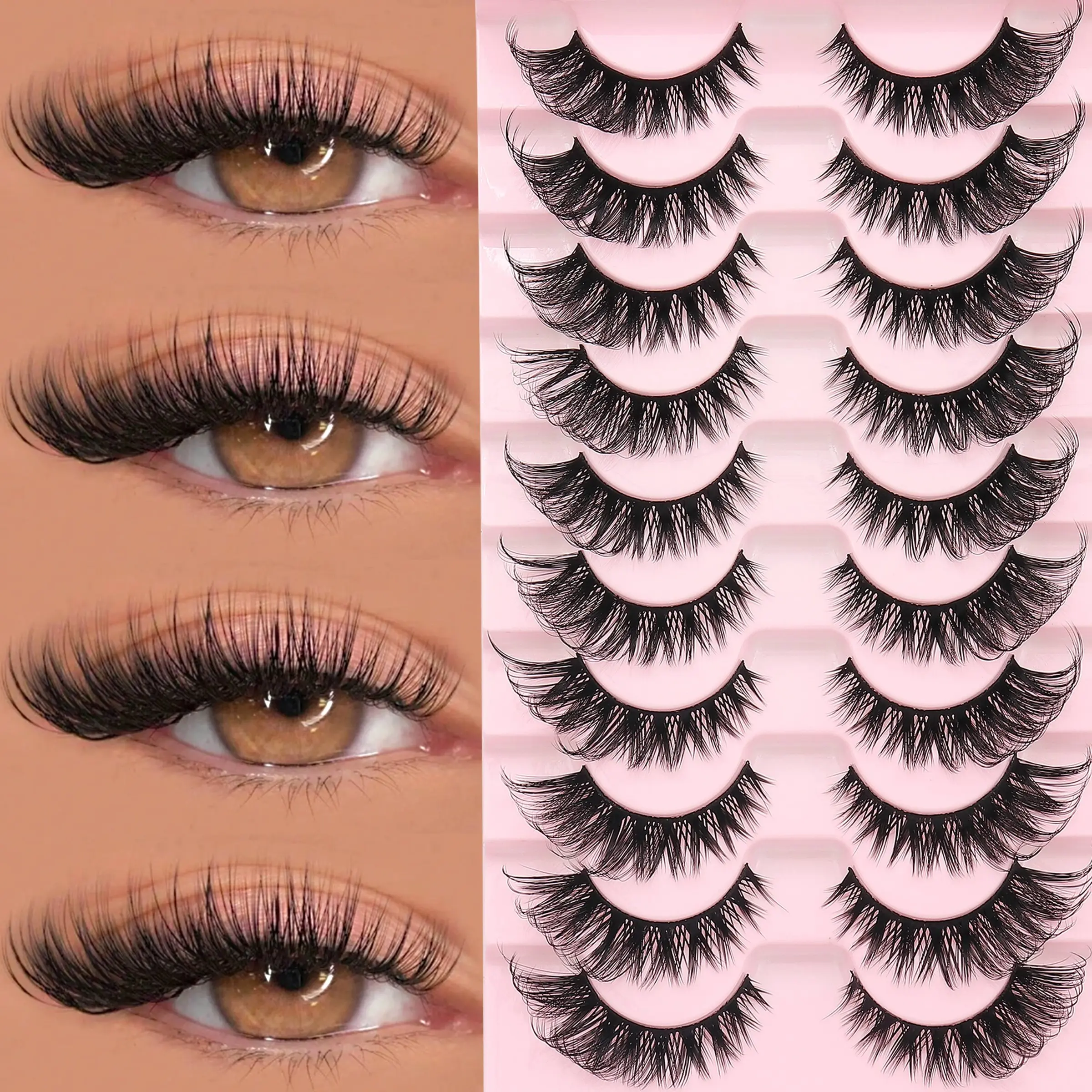 10 Pairs Natural D Curl False Eyelashes, Natural Look, Beginner Friendly Eyelashes, Reusable, Daily Wear, Realistic False Lashes